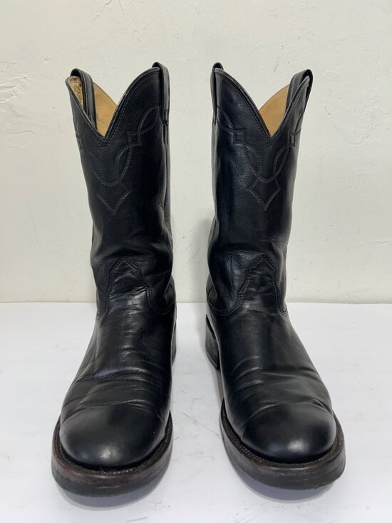 Nocona Mens Sz 9.5 Black Leather Western Cowboy Boots Made In USA main image 5